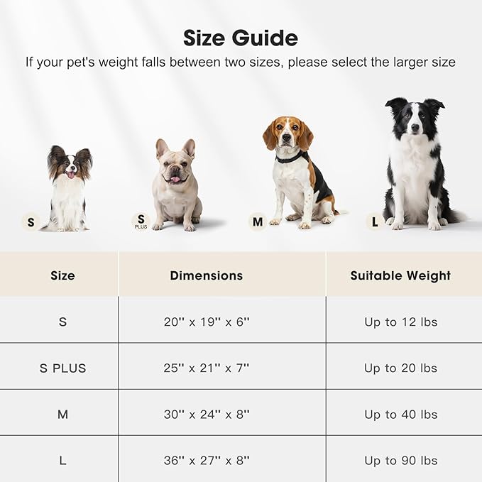 MIXJOY Dog Bed for Medium Small Size Dog, Washable Medium Dogs Bed with Removable Cover, Rectangle Doggy Ded Fluffy Plush Faux Fur Pet Bed with Anti-Slip Bottom, 25"x21"x7", Beige
