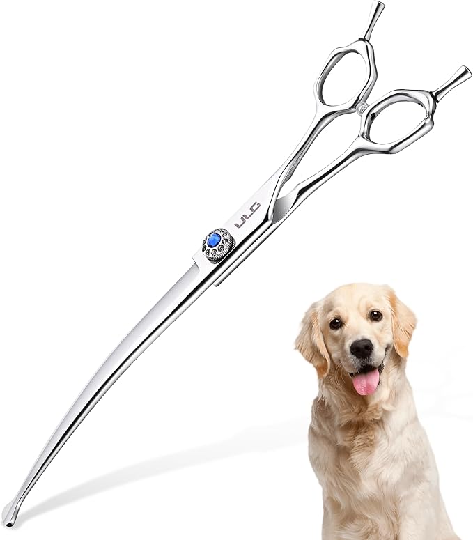 ULG Curved Dog Shears for Grooming, 7.0" Professional Curved Dog Grooming Scissors for Trimming and Cutting, 440C Stainless Steel Pet Hair Scissors