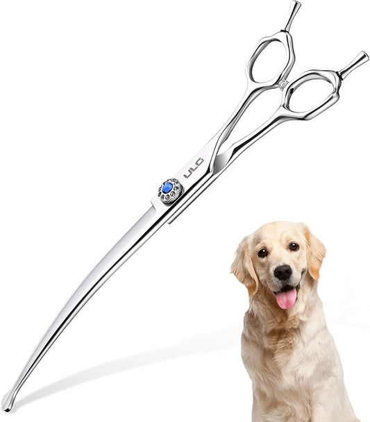 ULG Curved Dog Shears for Grooming, 7.0" Professional Curved Dog Grooming Scissors for Trimming and Cutting, 440C Stainless Steel Pet Hair Scissors