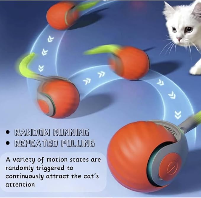 AMATFFUG Speediest Tail 2.0 Cat Toy,Interactive CatToy,CatToys for Indoor Cats,Chewie Viral Cat Ball,Adjustable Sports Rolling Toy,Electric Rolling Ball Christmas Birthday Gift for Pets