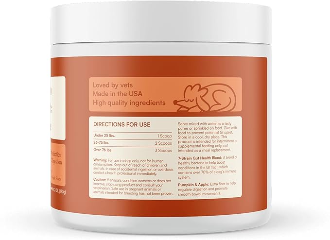 Reggie Pumpkin Probiotic Powder for Dogs | 7-Strain Probiotics + Pumpkin for Gut Health, Digestion & Stool Consistency | Natural Dog Digestive Supplement | Vet-Approved & Made in USA | 40 Scoops