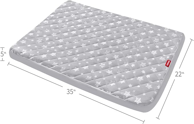 Waterproof Dog Bed Covers Replacement Washable Pet Hair Easy to Remove, Noiseless Quilted Puppy Pet Bed Cover Lovely Grey Star Print 22x35 Inches, for Dog/Cat, Cover Only