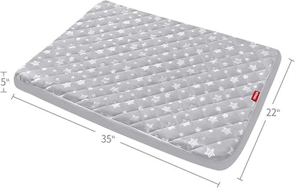 Waterproof Dog Bed Covers Replacement Washable Pet Hair Easy to Remove, Noiseless Quilted Puppy Pet Bed Cover Lovely Grey Star Print 22x35 Inches, for Dog/Cat, Cover Only