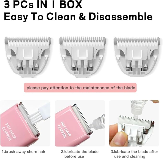 Tileon Replacement for Pet Clippers,3 Packs Replacement Blades for Waterproof Cordless Grooming Kits,3 PCs of Replacement Blades for Dog Shavers TB006