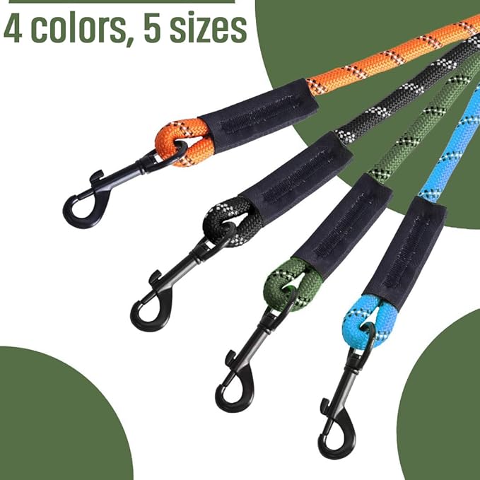 Long Leash for Dogs 10ft 16ft 30ft 50 Feet 100 Foot Tie Out Check Cord Recall Obedience Rope Lead Extra Longline Long Dog Leash for Small Medium Large Dogs Outdoor Training Camping Tracking
