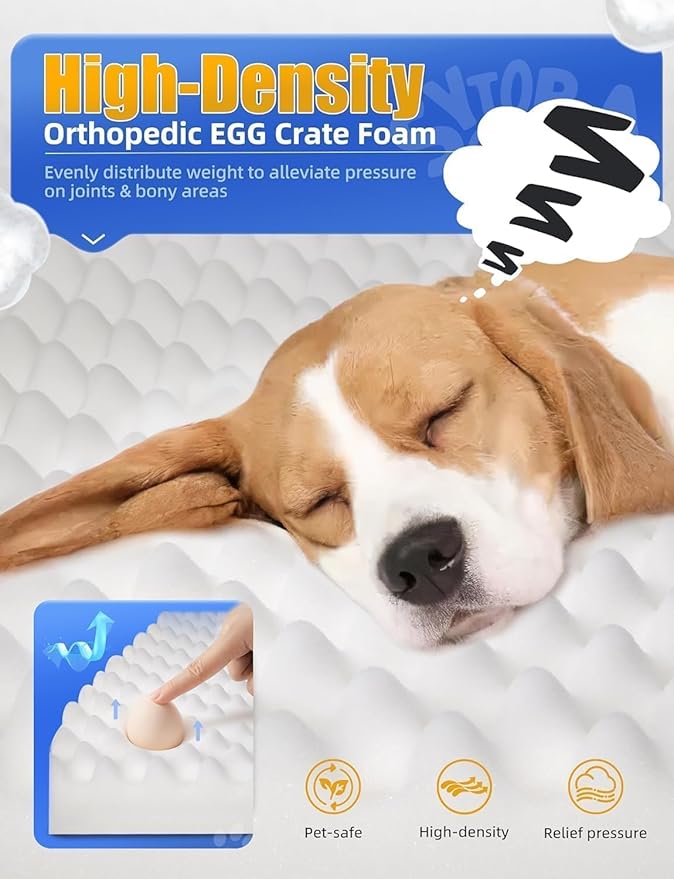 Sytopia Chew Proof Dog Beds for Large Dogs Washable Orthopedic, Indestructible Dog Bed 42 Inch Extra Large with Removable Cover and Anti-Slip Bottom - XL