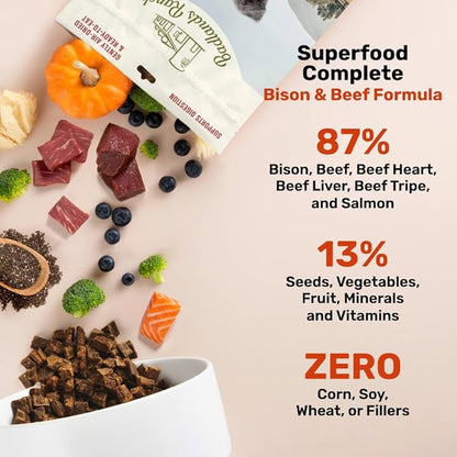 BADLANDS RANCH by Katherine Heigl – Superfood Complete Air-Dried Beef & Bison Dog Food – High Protein with Superfoods for Daily Wellness & Consistent Nutrition – 24 oz