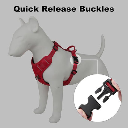 Plutus Pet No Pull Dog Harness, Reflective Adjustable Dog Vest Harness with Handle, Escape Proof, Soft Padded for Small Medium Large Dogs (Red, M)
