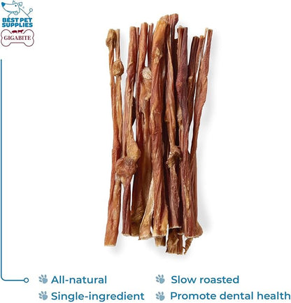 GigaBite Single Ingredient All Natural Free Range Bully Treats and Chews - Bully Sticks/Bladder Sticks/Beef Esophagus by Best Pet Supplies - Bladder Sticks (12 Inch), Pack of 10