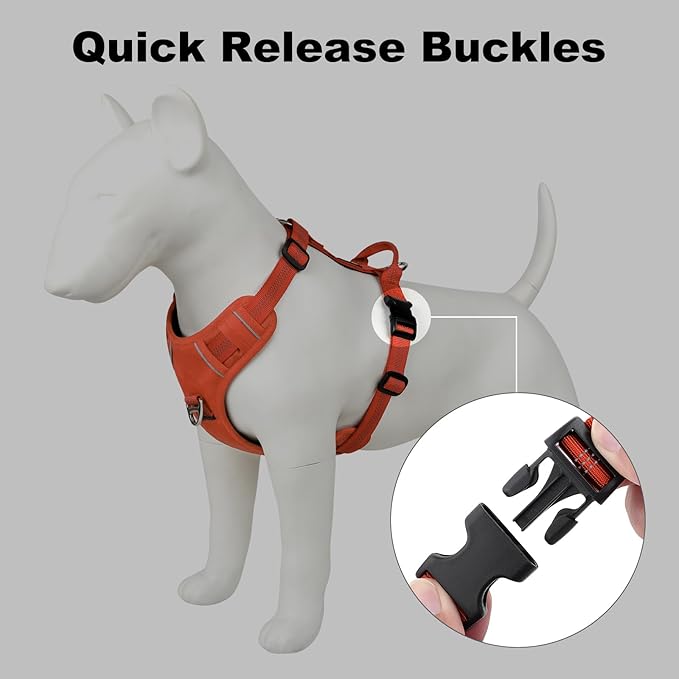 Plutus Pet No Pull Dog Harness, Reflective Adjustable Dog Vest Harness with Handle, Escape Proof, Soft Padded for Small Medium Large Dogs (Orange, XS)