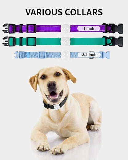 Dynmeow Dog Cat Collar Holder Compatible with Airtag, Anti-Lost Silcione Holder for 3/4-1" inch Wide Collar, White, M(1 Pack)