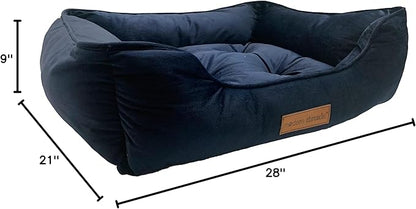 Modern Threads Luxury Dog Bed - Comfortable Tufted Velvet Cushion for Small to Large Dogs - Machine Washable - Durable & Cute Sleep Space for Pets - Pamper Your Pet with Cozy Beds - Denim