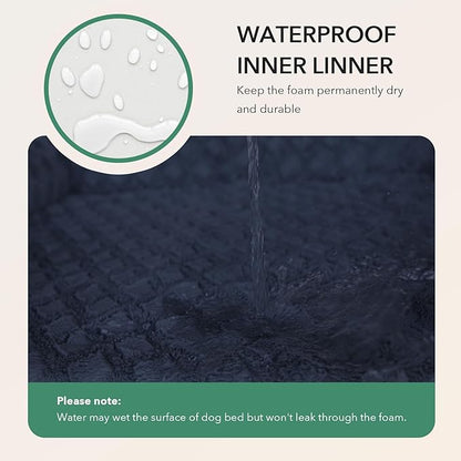 Casa Paw Orthopedic Dog Beds for Large Sized Dogs, Waterproof Memory Foam Large Pet Bed with Sides 36x27Inch, Non-Slip and Egg-Crate Foam Big Dog Couch Bed with Removable Washable Cover, Navy Blue