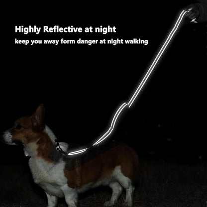 6 FT Dog Leash with 2 Padded Handle Nylon Reflective Dogs Leashes for Small Medium Large Dogs Black
