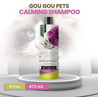 Gou Gou Pets Holistic Natural Derived Calming Pet Shampoo for Anxiety: Veterinarian Recommended: Providing Stress Relief for Dogs, Cats and Horses - Made in USA - 16 oz