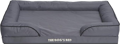 The Dog’s Bed, Orthopedic Standard Foam Waterproof Dog Bed with Standard Support, XL Grey with Black Trim, Waterproof, Supportive Dog Bed with Replaceable Covers, Veterinary Approved