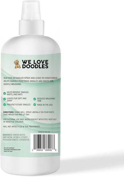 [Upgraded Version] We Love Doodles Dog Detangler Spray - Leave-in Conditioner for Dogs - Dog Detangling Spray - Dematting Spray for Dogs - Tangle Remover - Made in The USA - Large 16 fl oz (Lavender)