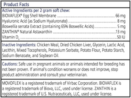 MOVOFLEX Soft Chews Hip and Joint Support Supplement for Small Dogs 60 Count by Virbac