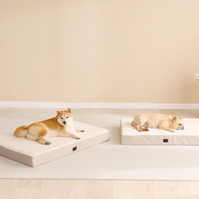 EHEYCIGA Orthopedic Dog Beds for Large Dogs with Removable Washable Cover, Camel, 36x27
