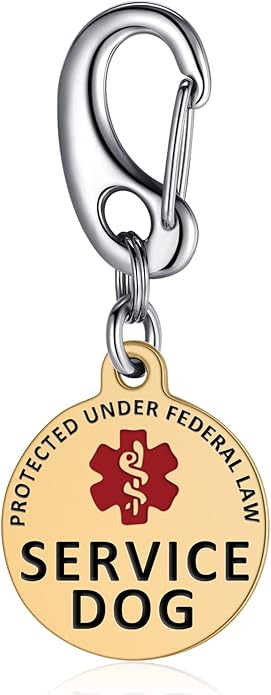 Leash King Service Dog Tag/ESA Animal Tag - Double Sided with Federal Protection & Red Medical Alert Symbol| Easily Attach to Collar, Harness, Vest | Service Dog Identification Tag