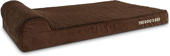 The Dog’s Bed Orthopedic Headrest Dog Bed XL Brown Plush, Memory Foam, Pain Relief for Arthritis, Hip & Elbow Dysplasia, Post Surgery, Lameness, Waterproof Washable Cover, Veterinary Approved