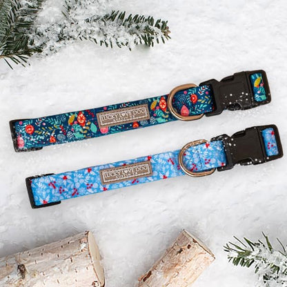 Lucky Love Dog - Adjustable Collar and Leash Set with Easy Click Buckle for Medium Dogs, Durable, & Comfortable Collar for Male & Female Dogs, Puppies & Adult - Sweet Holiday Combo, Medium