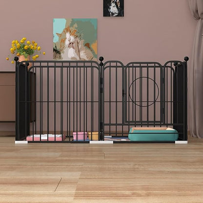 PEIPOOS Dog Panel Pet Playpen Pen Bunny Fence Indoor Outdoor Fence Playpen Heavy Duty Exercise Pen Dog Crate Cage Kennel (55" L x 27.5" W x 31.5" H) (Black)