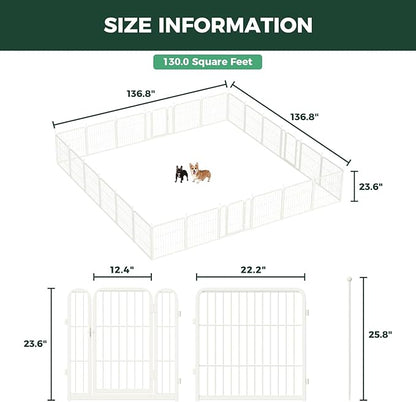 FXW Rollick Unleashed Dog Playpen for Indoor, Yard, RV Camping, 24 inch 24 Panels for Small and Puppy Dogs, White│Patented