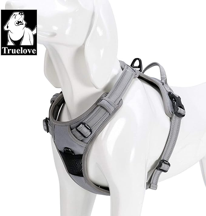TRUE LOVE Adjustable No-Pull Dog Harness Reflective Pup Vest Harnesses Comfortable Control Brilliant Colors Truelove TLH5651(Gray,XL)