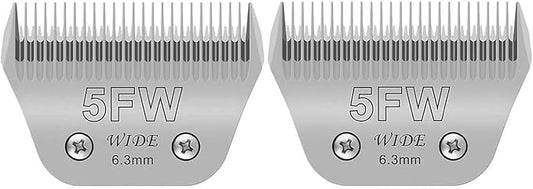 Audoc Wide Blades for Dog Grooming Blades Compatible with Andis,Oster A5,Wahl km10 Dog Clippers Stainless Steel Blades Blades for Animal Dog,Cat,Horse, (#5FW(6.3mm)/2PCS)