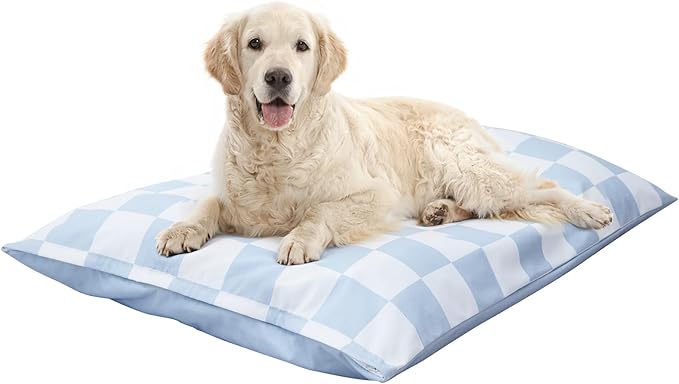 UWELL PETS Large Dog Bed with Removable Washable Cover for Large Dogs Deluxe Plush Dog Crate Beds Comfy Kennel Pad Waterproof Lining and Blue Gel Memory Foam Memory Foam（Blue 40.2 * 30 * 4in）