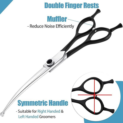 Dream Reach 6.5" Downward Curved Dog Grooming Scissors for Trimming Face and Paws, Safety Round Tip Shears for Pet Dogs and Cats, Professional Pet Grooming Scissors Black