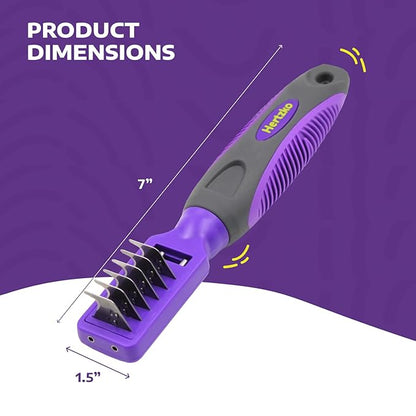 Hertzko Dematting Comb for Dogs Grooming Tool for Long and Short Haired Pets - Matted Cat Fur Remover for Small Dogs, Cats, and Rabbits - Tangle and Knot Remover Brush