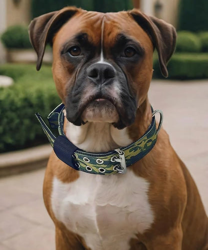 Dog Collar for Large Dogs - 2" Wide Tactical Collars with Handle for Extra Large Breed Dogs, Military Heavy Duty 1/3" Thick Nylon Pet Collar Camo Green L