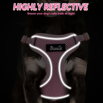 SlowTon Small Dog Harness - No Pull Dog Harness and Leash Set, Soft Mesh Lightweight Puppy Vest Harnesses, Adjustable Pet Harnesses for XXS XS Small Medium Easy Walk Hiking (Pink, S)