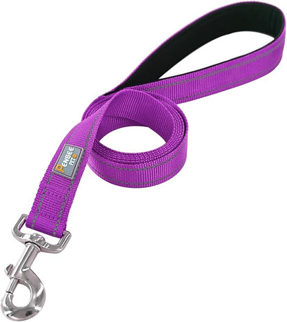 Reflective Dog Leash 6 FT Padded Handle Nylon Dogs Leashes for Large Dogs Dark Magenta