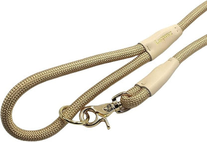 Lobster Snap Pet Leash 5FT, Special Strong Nylon Rope Dog Leash, Solid Color Rope Dog Lead for All Breeds (Gold, 5ft *10mm)