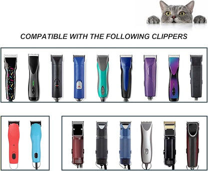 Black Detachable Pet Dog Grooming Clipper Stainless Steel Blades Set,Compatible with Andis,Oster A5,Wahl KM10 Series Clippers,Cut Length 1/100"(0.25mm) to 1/2"(13mm) ,7 Pack (10+30+40+7FC+5FC+4FC+3FC)
