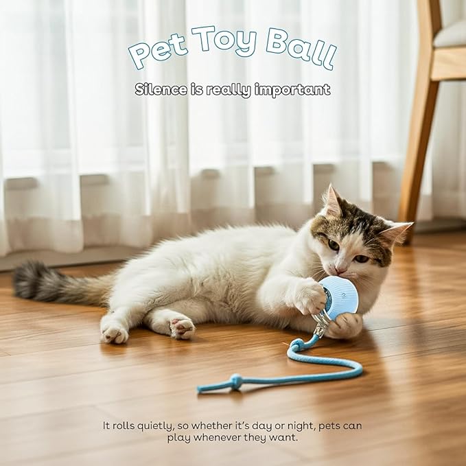 NatureTails Interactive Cat Toys for Indoor Cats,The 3rd Generation Agile Moving Cat Ball with Elastic Mesh Tail,Automatic Kitten Toys for Bored Indoor Adult Cats,Motion Activated (Blue)