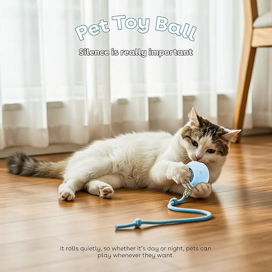 NatureTails Interactive Cat Toys for Indoor Cats,The 3rd Generation Agile Moving Cat Ball with Elastic Mesh Tail,Automatic Kitten Toys for Bored Indoor Adult Cats,Motion Activated (Blue)