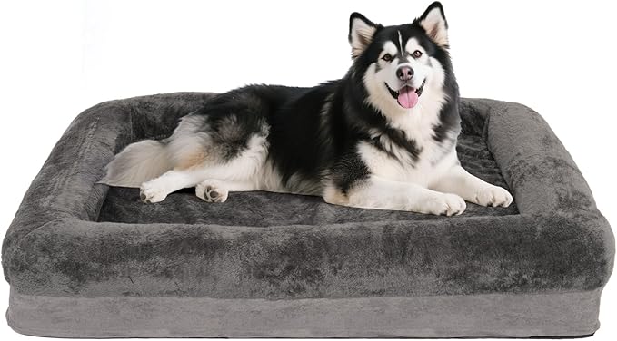 Orthopedic Dog Bed for Medium and Large Dogs Pet Bed with Sides Waterproof Dog Couch with Washable Removable Cover and Egg Crate Foam Pet Sleeping Mat with Anti-Slip Bottom