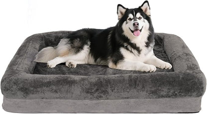 Orthopedic Dog Bed for Medium and Large Dogs Pet Bed with Sides Waterproof Dog Couch with Washable Removable Cover and Egg Crate Foam Pet Sleeping Mat with Anti-Slip Bottom