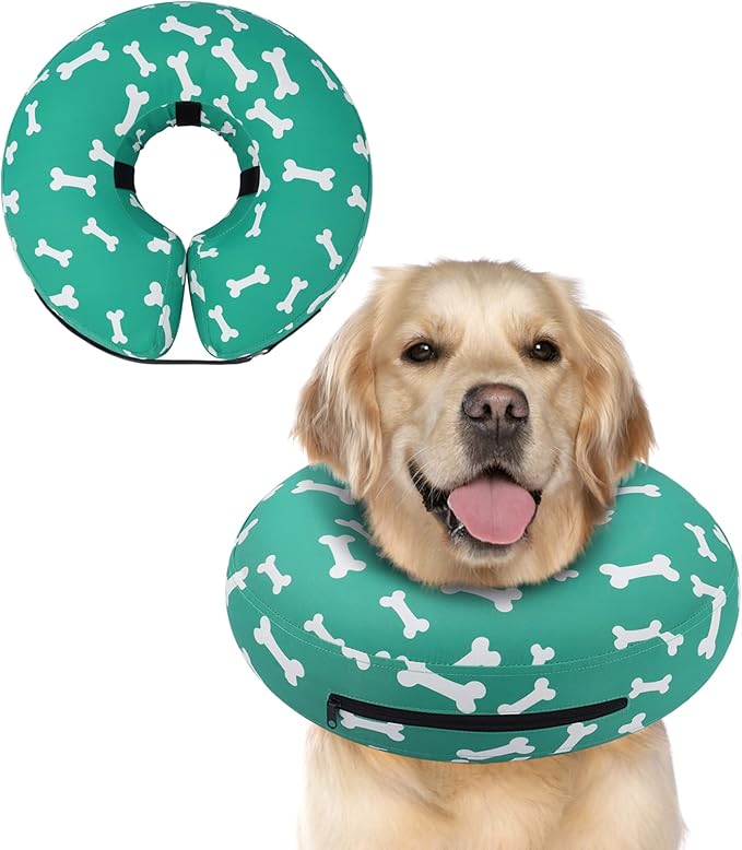 Supet Inflatable Dog Cone Alternative, Soft Neck Donut Collar for Small, Medium, Large Dogs After Surgery & Recovery