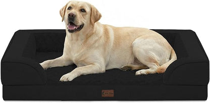 Casa Paw Orthopedic XL Dog Beds, Waterproof Memory Foam Big Pet Bed for Extra Large Sized Dogs 45x35Inch, Non-Slip Bottom and Egg-Crate Foam Dog Couch Bed with Washable Removable Cover, Black