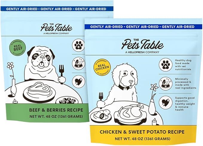 The Pets Table Mixed Grain Free and Grain Inclusive, Air Dried Dog Food 2 Pack - Beef & Berries + Chicken & Sweet Potato, 48 Ounce (Pack of 2)