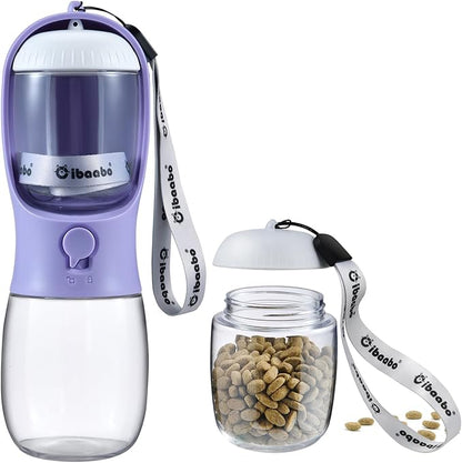 Cibaabo Dog Water Bottle with Food Container, Travel Puppy Water Bowl, Portable Pet Dispenser, Dog Stuff Accessories Items, Puppy Essentials Necessities for Yorkie Chihuahua Cat Walking and Hiking
