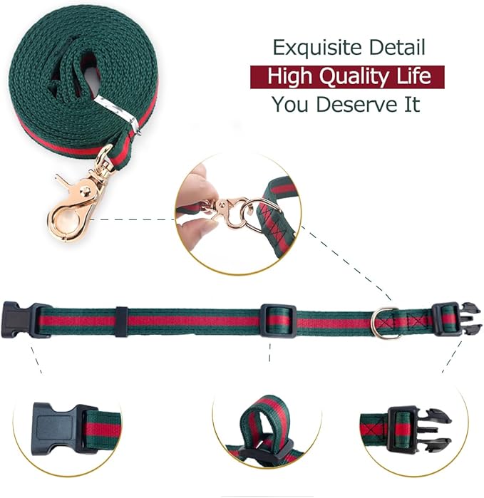 Elegant Luxury Dog Collar and Leash Set, Soft Pet Collars and Leashes for Small Dogs