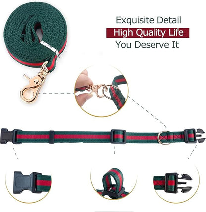 Elegant Luxury Dog Collar and Leash Set, Soft Pet Collars and Leashes for Small Dogs