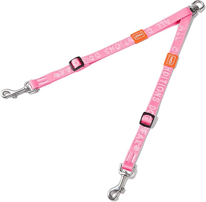 HOWGO Double Dog Leash, No Tangle 360° Swivel, Adjustable Two Padded Handles, Double Clip Dog Leash Coupler Splitter for 30~150 lbs Large and Medium Breeds (Pink, 4/5'' x 0.9 FT, Std)