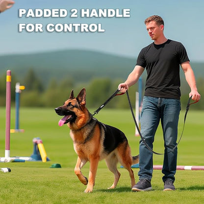 Heavy Duty Double Handle Dog Leash 6 ft Long for Total Control, Padded 2 Handle, Reflective Training Lead for Medium Large Dogs (Black, 6 FT)